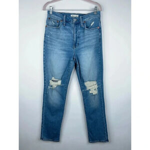 Madewell Perfect Vintage Jean Denman Wash Distressed High Rise Size 28